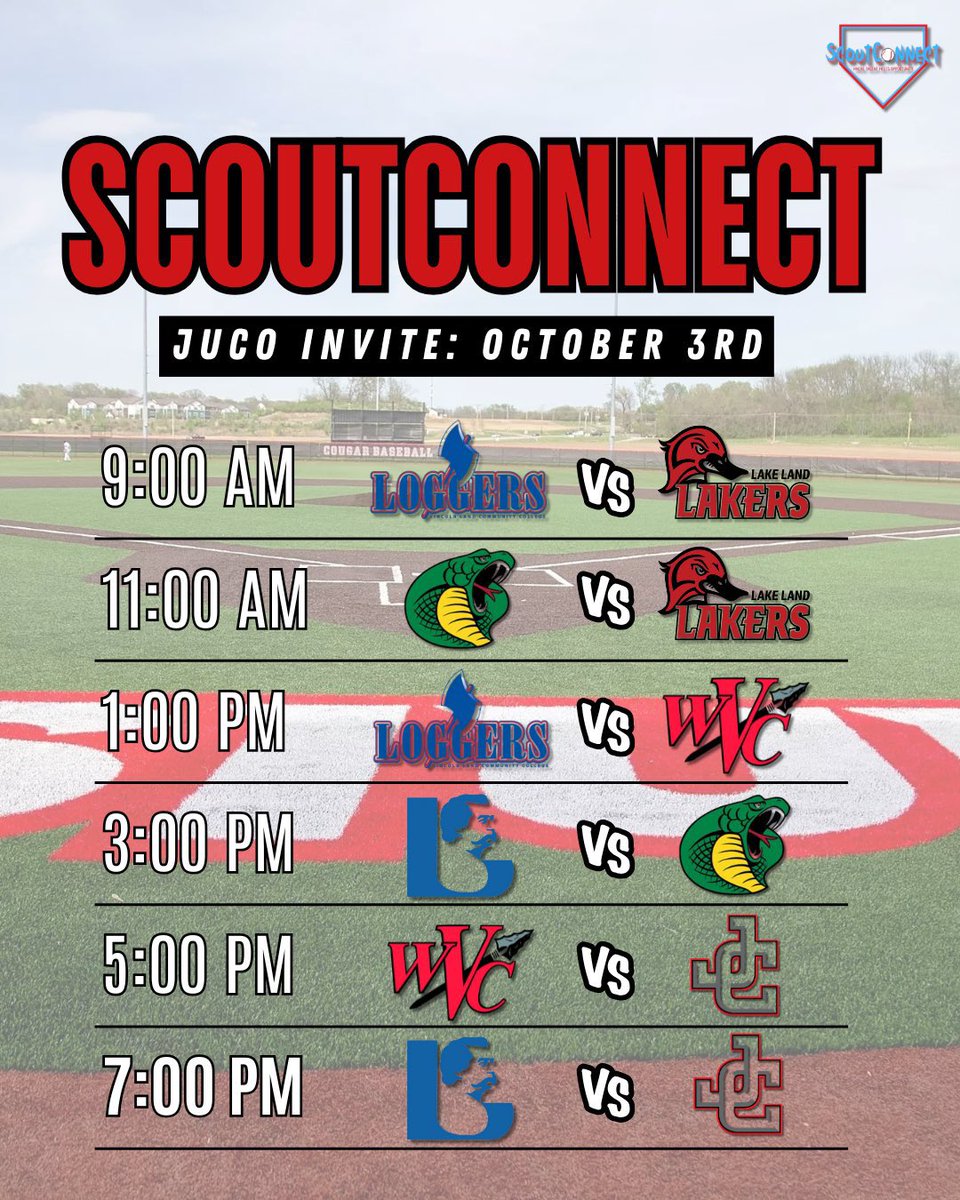 <a href="/ScoutConnectBB/">ScoutConnect</a> Juco Showcase Pitching Rotation 

🗓️ Fri. Oct 3 | ⏰ 9:00am &amp; 1:00pm CT
🆚 Game 1 - Lake Land 
🆚 Game 2 - Wabash Valley 
📍 SIUE