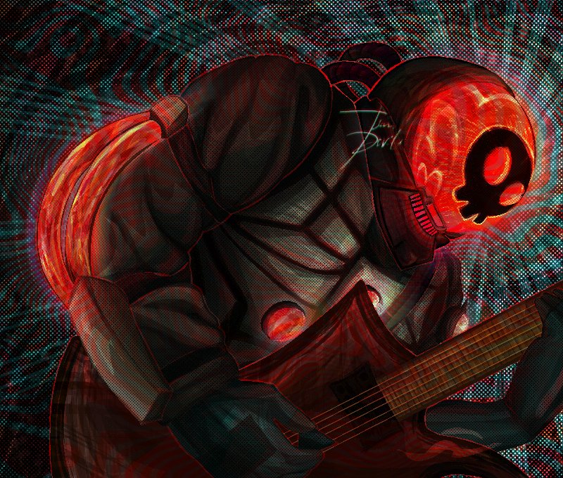 tsundevil's tweet image. My entry for @LivingTombstone's "Can't Wait To Die!" art contest! Had fun trying a new art style with Armstrong 🌹

#thelivingtombstone #tlt #armstrong