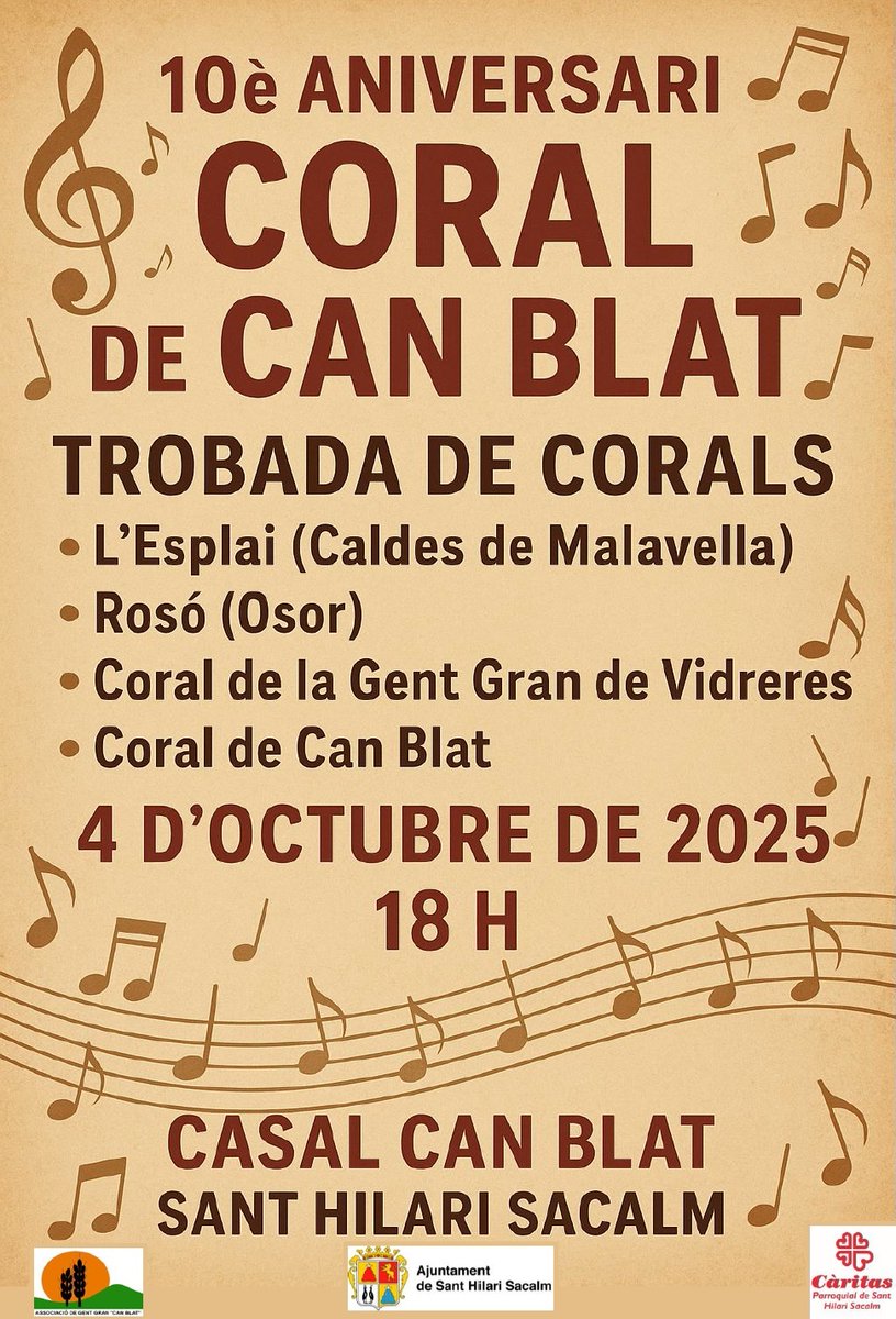 Això ja és aquest dissabte. No ens ho perdem! Celebrarem deu anys de la coral en un acte ple de sorpreses i il·lusió. Entre altres, sortejarem una de les mantes fetes durant el Taller de la Lola Ortiga <a href="/caritasvic/">Càritas Diocesana de Vic</a>. En tenim ganes! <a href="/santhilari/">Sant Hilari Sacalm</a> <a href="/tvlaselva/">Televisió laSelva</a> <a href="/comarcaselva/">ComarcaSelva</a> <a href="/laselvatv/">LA SELVA TV</a>