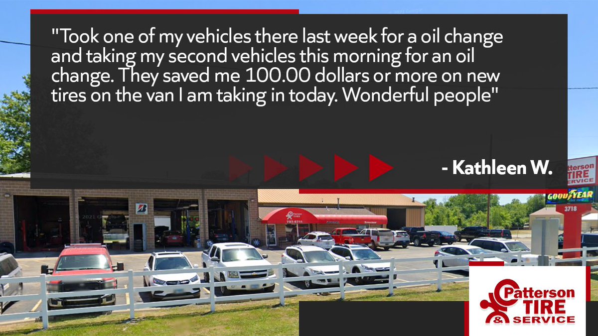 TirePatterson's tweet photo. Considering visiting Patterson Tire &amp; Service? See what Kathleen had to say about us on Google! https://t.co/1gIXB8e5Hf