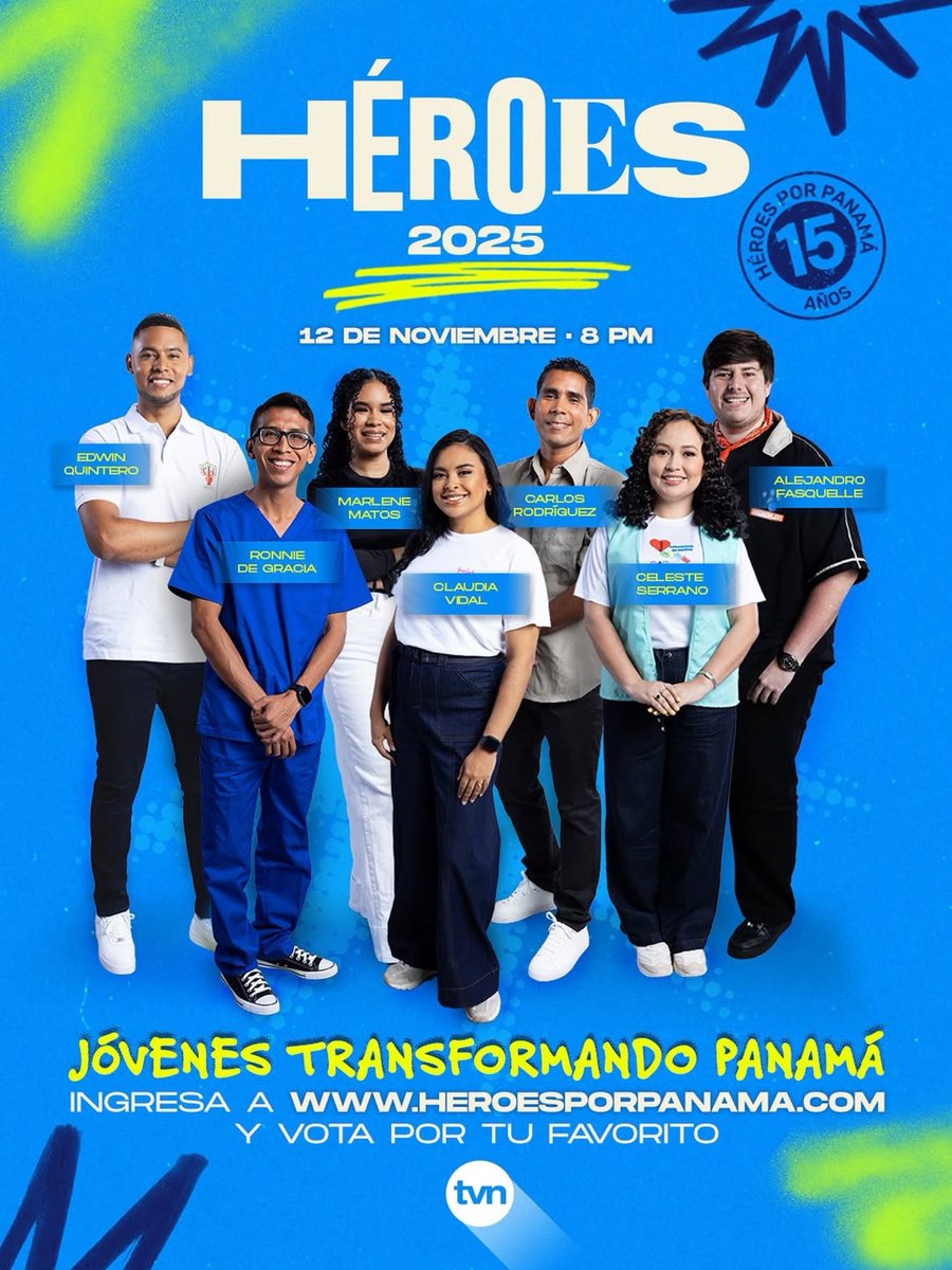 tvnpanama's tweet photo. ¡Ya puedes votar por tu causa favorita! 🙌✨ En Héroes por Panamá reconocemos a quienes con su esfuerzo y dedicación transforman vidas y dejan huella en nuestro país 🇵🇦💙.

Ingresa a 👉 https://t.co/LF5P8Uo578 y vota por el héroe que más te inspire ❤️. https://t.co/QUk7MjDWdX