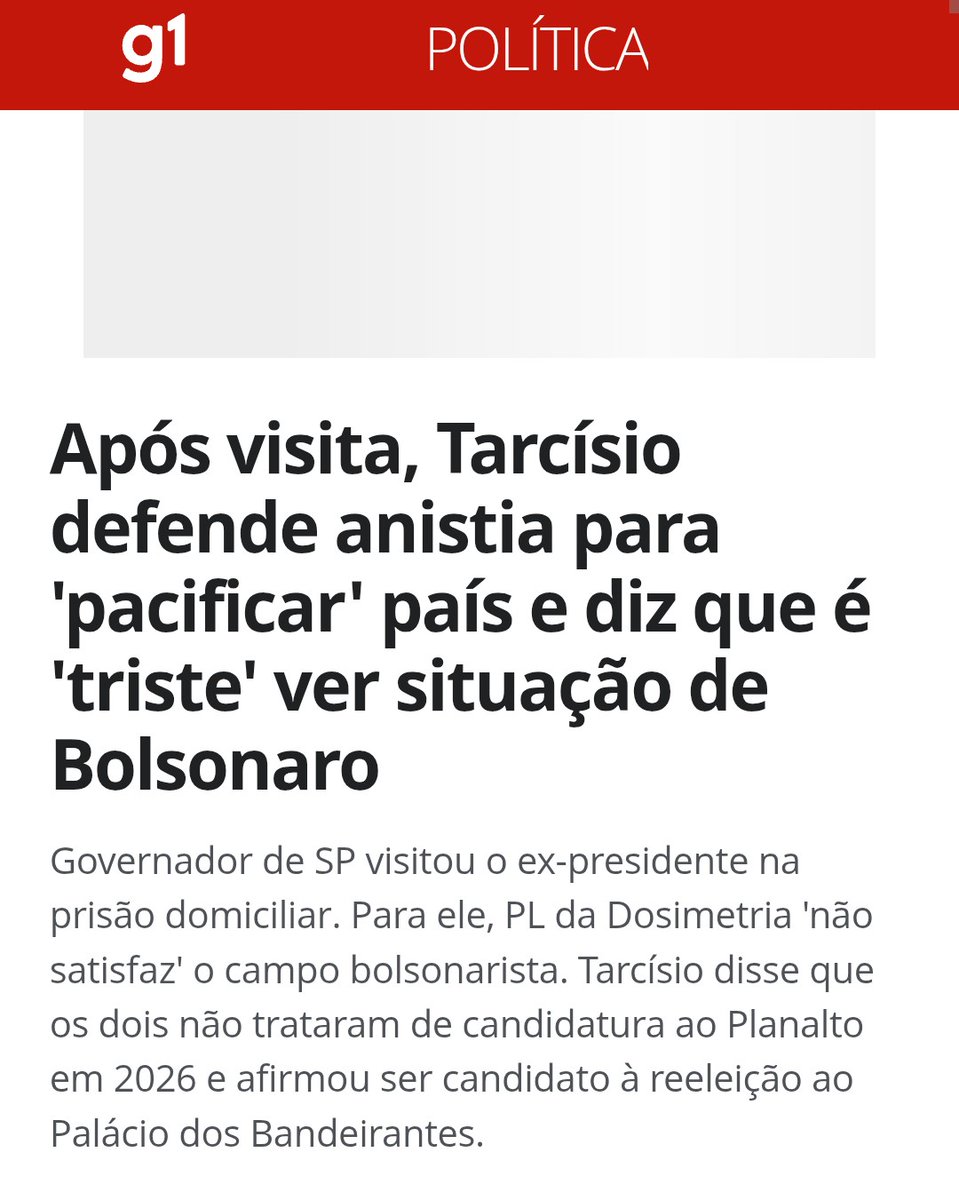 Alguém aí em SP pfvr avisa <a href="/tarcisiogdf/">Tarcísio Gomes de Freitas</a> que o país não está em guerra não, o país nunca esteve tão tranquilo como está agora, todo mundo se alimentando, trabalhando pelo país, só quem não faz nada pelo país  é a família Bolsonaro e a direita, 
#SemAnistiaPraGolpistas 
#BozoPreso