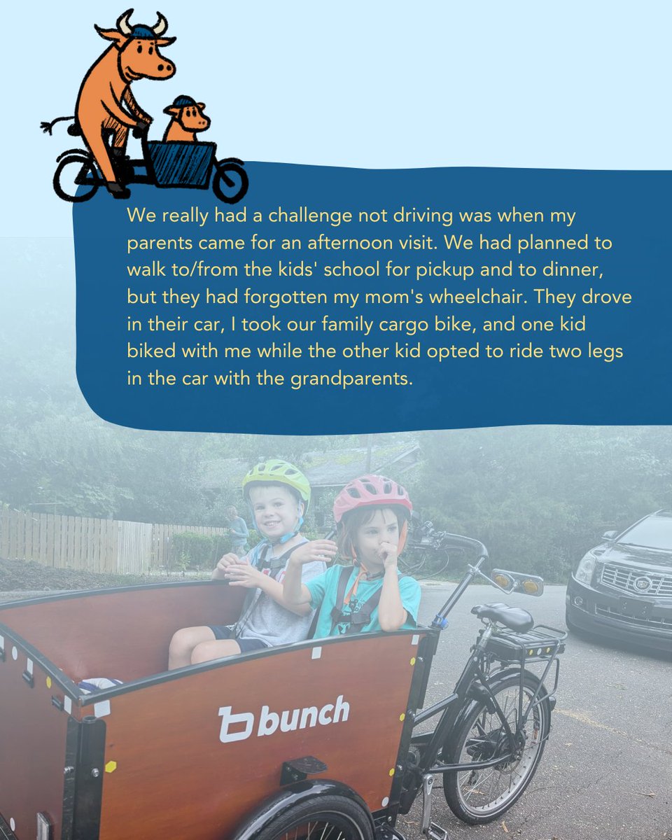 BikeDurham's tweet image. National #WeekWithoutDriving is mooooving along. It's been rainy this week - has it  put a damper on your Week Without Driving? We've been hoofing it more and using transit over cycling when the weather is bad.