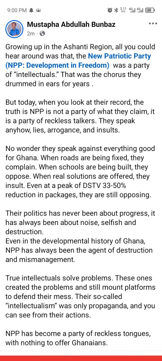 Growing up in the Ashanti region 
I was told the "NPP is a party of intellectuals " but that was never true.
