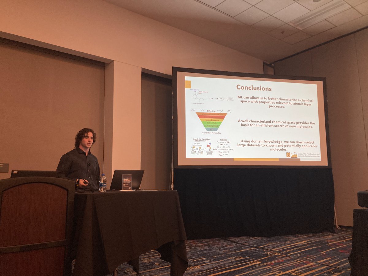 Congrats to Lucas Kuehnel for presenting last week at  #AVS71 conference in Charlotte, NC. Lucas represented the #NRT at #Mizzou to showcase our groups' machine learning efforts.  Proud of Lucas Kuehnel, Campbell Sweet, Anthony Khoury, and Erick Gutierrez Monje for the great work