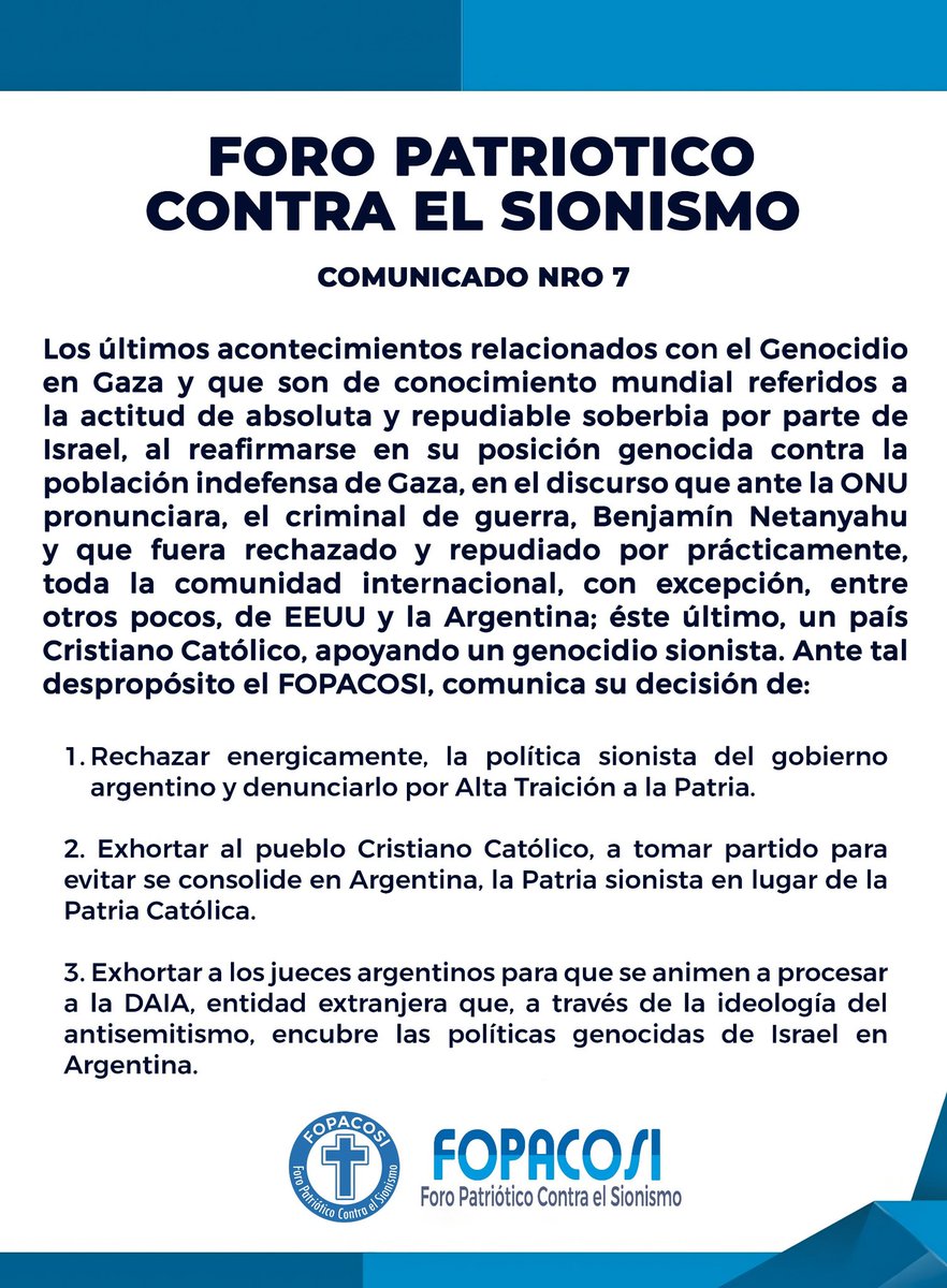 Foro Patriótico Contra el Sionismo tweet media