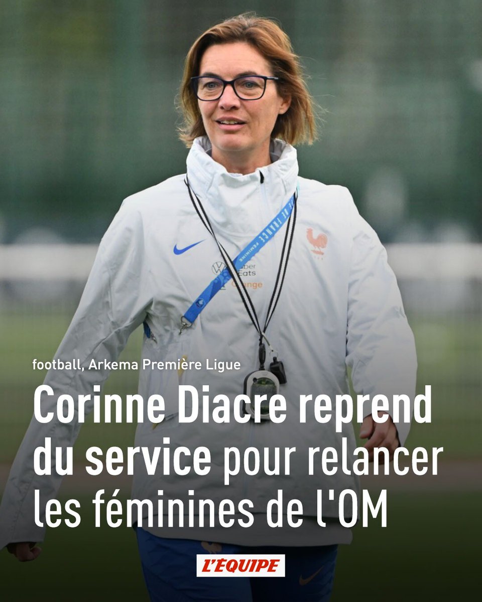 L'ancienne sélectionneuse des Bleues Corinne Diacre, contactée par l'OM et convaincue par le projet, devrait bientôt reprendre du service, plus de deux ans après son départ douloureux de l'équipe de France.

➡️ l.lequipe.fr/2Af