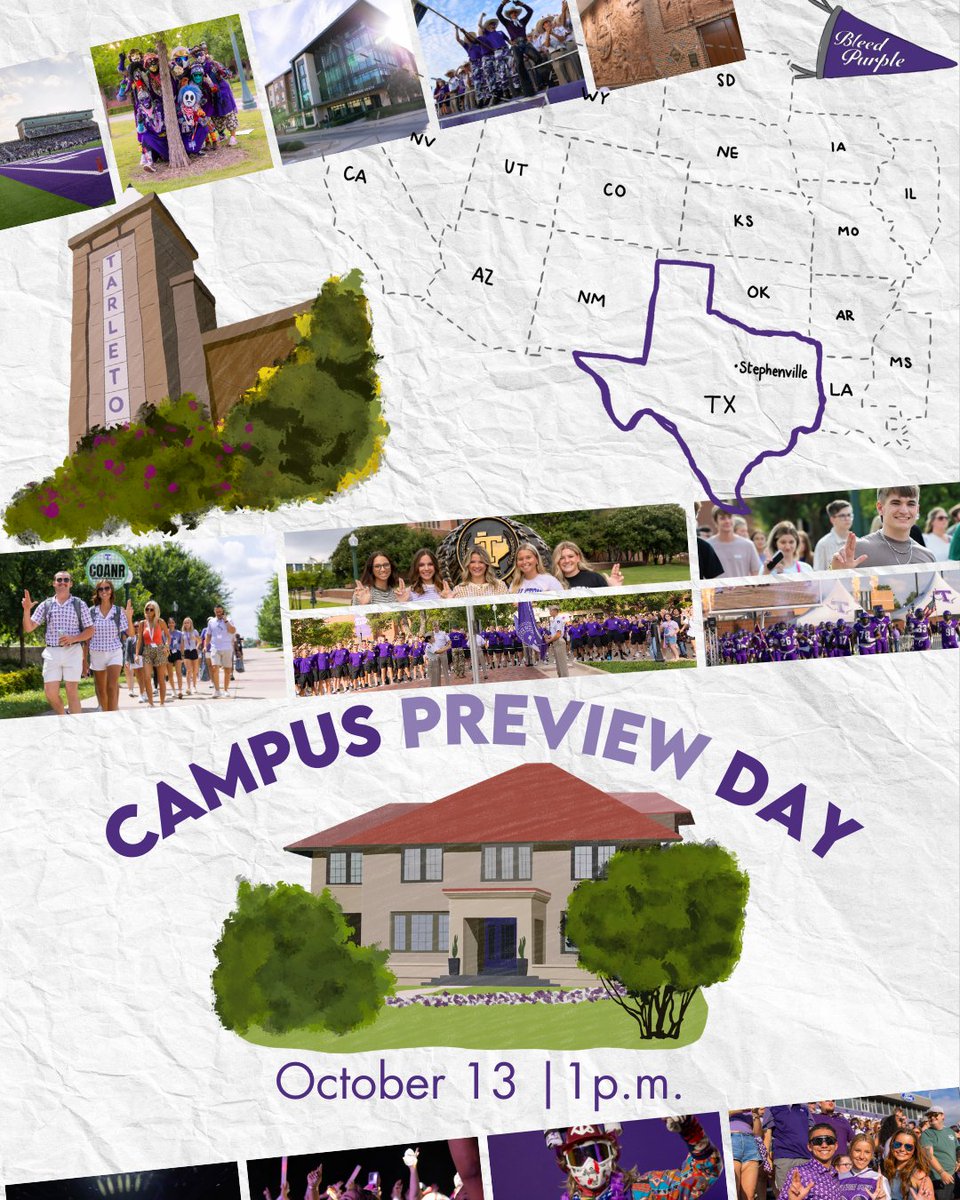 TarletonState's tweet image. Discover Tarleton State at Campus Preview Day on Oct. 13!

Register here: bit.ly/48cT6Br

#TarletonState #BleedPurple #TarletonBound