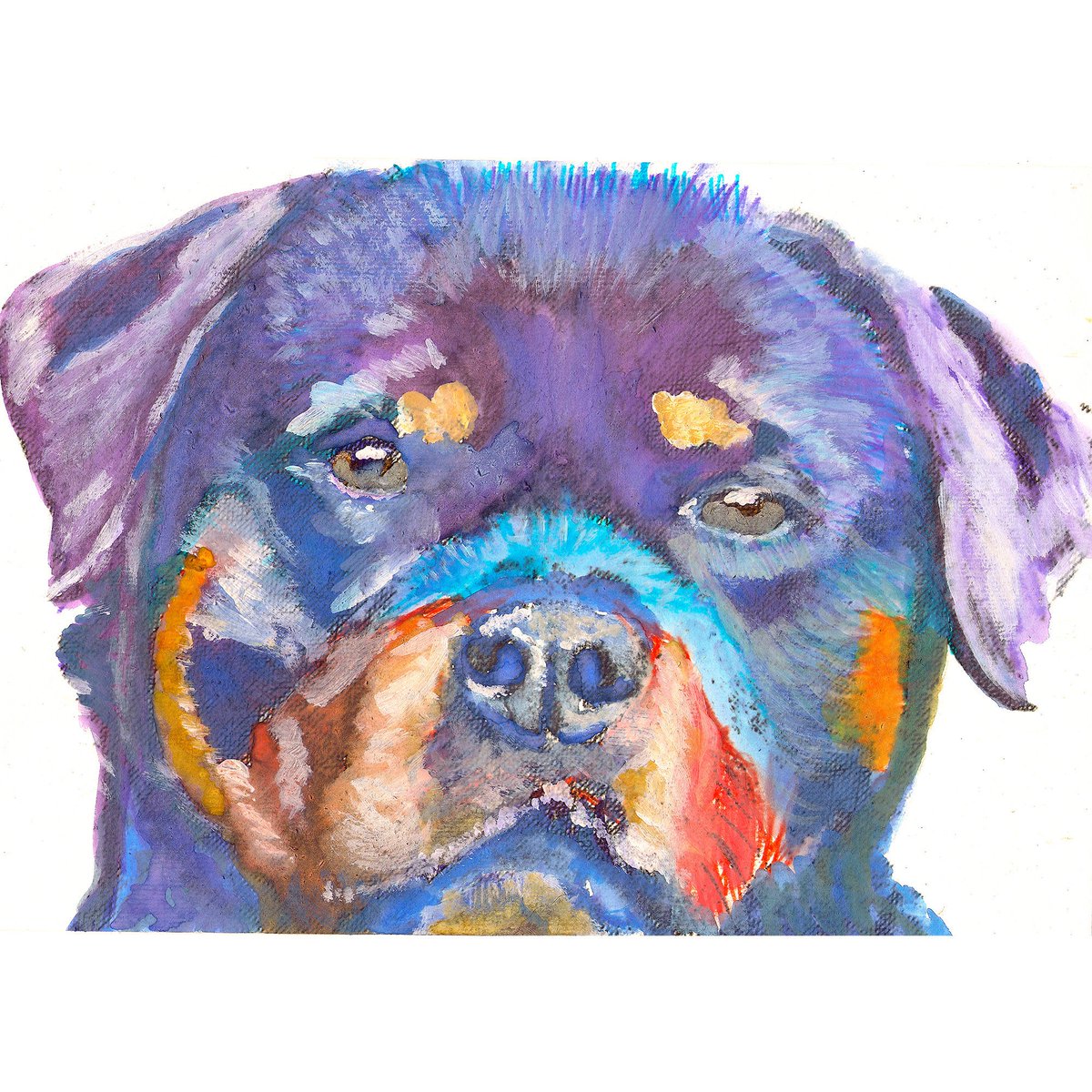 Colorful Rottweiler Dog Portrait: Abstract Acrylic Painting Print tuppu.net/ff74a0aa #Etsy #DogFishArtCo #OscarJetson