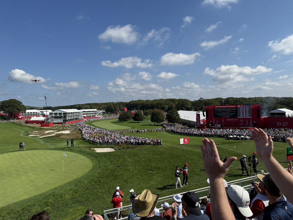GregSIJardine's tweet photo. What a final day…… nervy and exciting at same time.

An amazing experience to witness an away European Ryder Cup victory 🇪🇺 https://t.co/RXdXnjEaJl