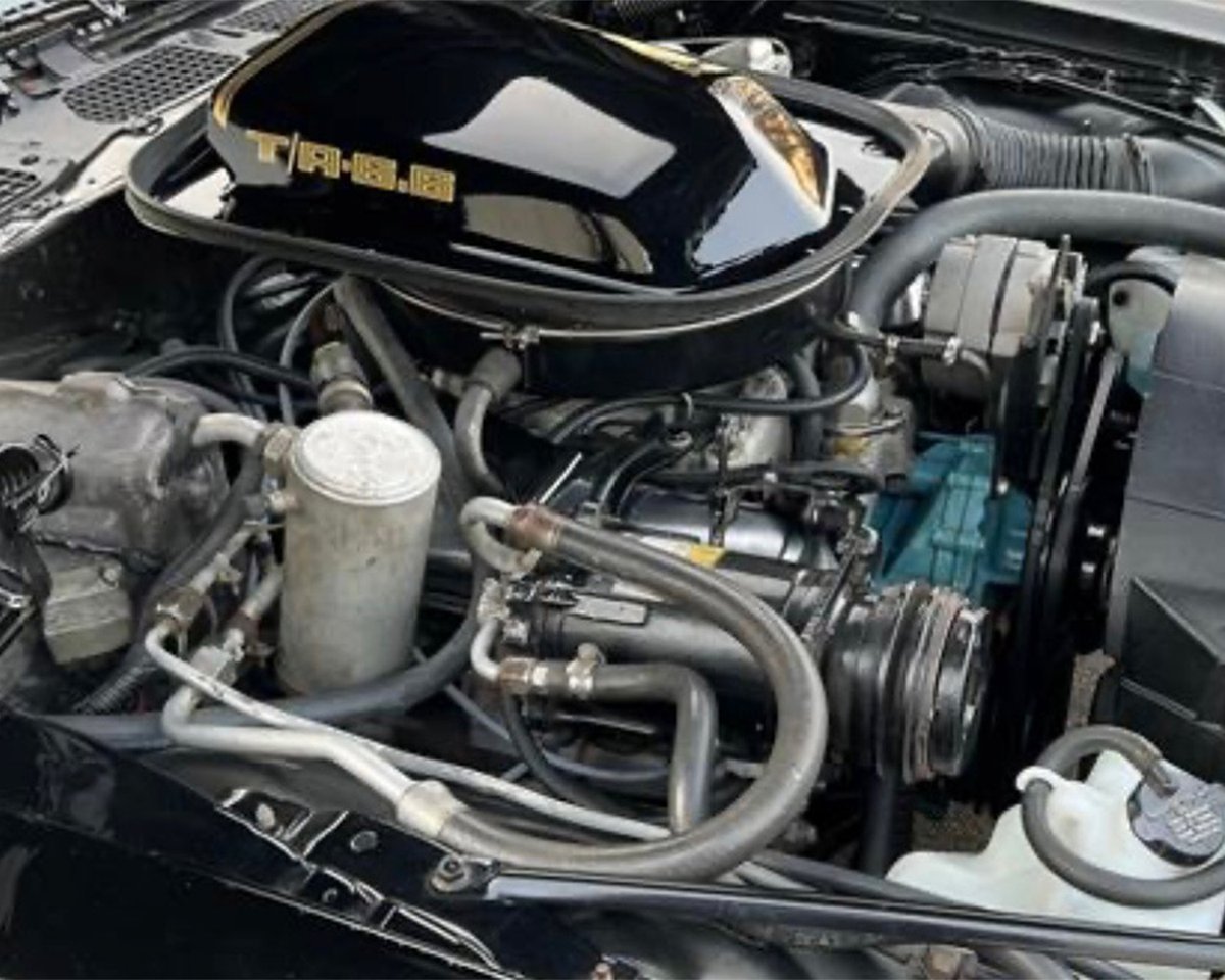 Barrett_Jackson's tweet image. Screaming chicken! This factory Starlight Black 1977 Pontiac #Firebird #TransAm is powered by its matching-numbers Z-code 400 #Pontiac engine and backed by a 3-speed automatic. 
Learn more: bit.ly/AZ25TW-1977Pon…
