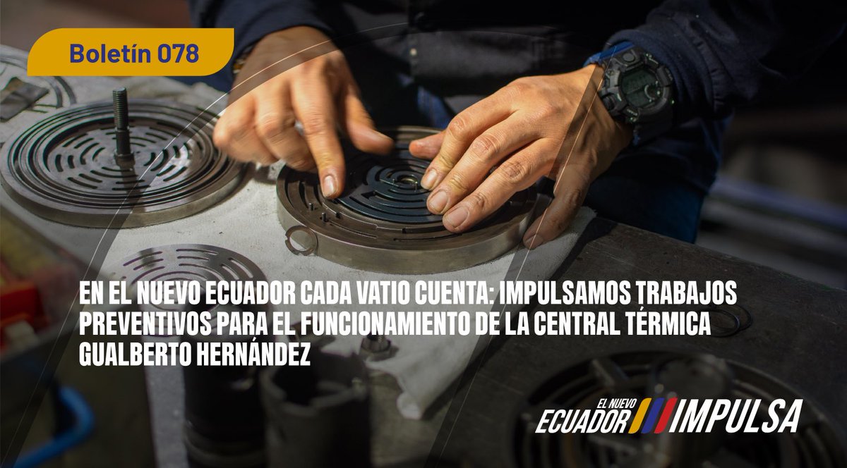 📍 ¡BUENAS NOTICIAS!

Se realizó la modernización de la planta de agua de la Central Térmica Gualberto Hernández (CTGH), que aporta con 31,89 MW al suministro de energía eléctrica del país.

Más detalles en: acortar.link/16Ve2w

#ElNuevoEcuador