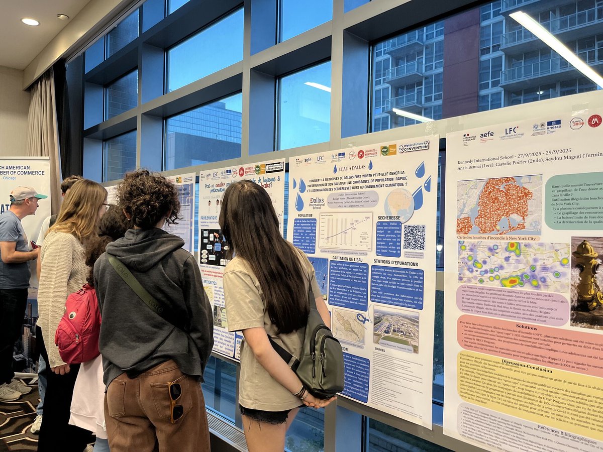 FranceinChicago's tweet photo. Congrats to the students from 11 🇫🇷 schools across 🇺🇸&🇨🇦 who gathered in Chicago for the #Water4Future convention alongside #WEFTEC2025!
Beyond their impressive work on water challenges, they engaged with top industry experts. We hope this unique experience inspires future paths. https://t.co/tSamyMmyVO