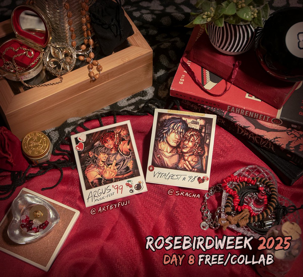 #rosebirdweek Day 8: Free/Collab 📸
Bandmate polaroid collab with <a href="/srachaa/">red (hibernating)</a>!