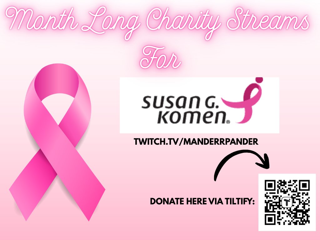 Manderr_Pander's tweet image. Hello, you may not know me.  My name is Mander.  I am raising money for all of October for the Susan G Komen foundation over on my twitch/kick.  For me, I am doing this in honor of my late mother whom I lost in 2020 due to Stage 4 Metastatic Breast Cancer. (1/2)