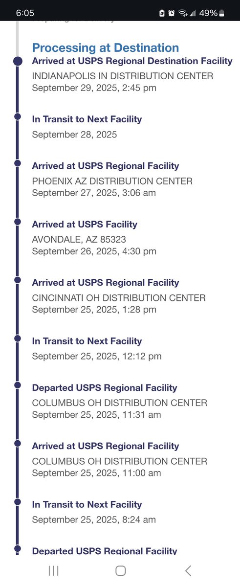 SignyCullen's tweet photo. Why does the usps always gotta play with my package when there's wax in the Box? Why was it in my city on the 25th and then yall sent it to Arizona??? What are you doing??? https://t.co/KDAcyhaQRc
