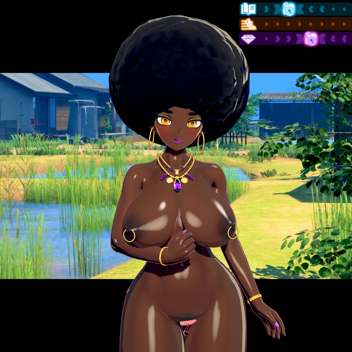 キャラメイクと本編でライティングのせいか
明るいところだと全体的に白くなっちゃうので
黒肌とか黒髪は思いっきり黒くしたほうが良さげ
#アイコミ