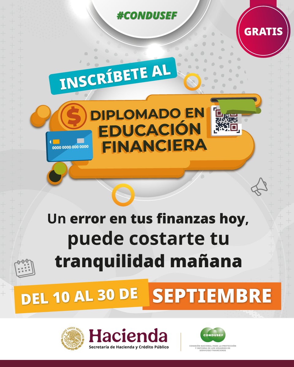 🚨 ¡Últimos días, NO dejes pasar esta oportunidad!
📚 Diplomado en Educación Financiera
Aprende a:
✔ Organizar tu dinero sin estrés
✔ Tomar decisiones financieras con confianza
💡 Gratis y 100% en línea
👉 Inscríbete: bit.ly/rs_def