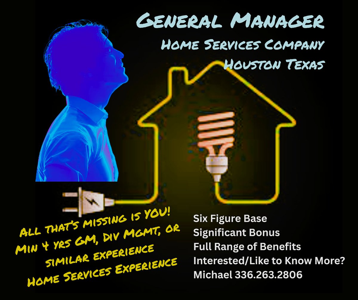 BCTalentScout's tweet image. Houston Texas Opportunity for the RIGHT individual. This isn't entry level, this doesn't pay like it either... Experienced Leader - Awesome Opportunity - Outstanding Compensation!
#HoustonJobs #HoustonTX #GeneralManagerJob #HomeServicesCompany #BuildYourFuture #BuildATeam