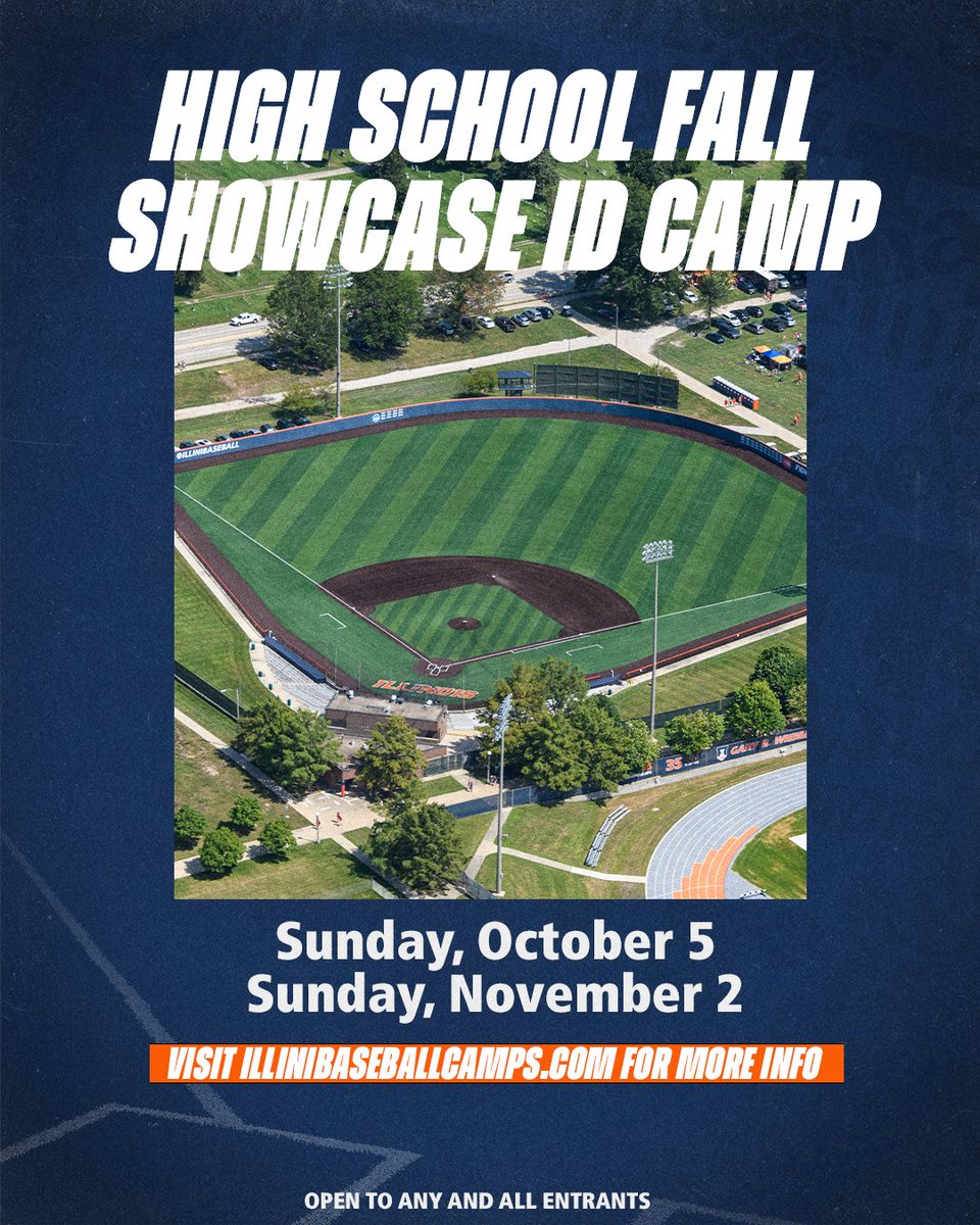 IlliniBaseballCamps (@illinibasecamps) on Twitter photo Less than 1 week away from our High School Fall Showcase. Great opportunity to get in front of our entire coaching staff!
Sign up @ illinibaseballcamps.com Less than 1 week away from our High School Fall Showcase. Great opportunity to get in front of our entire coaching staff!
Sign up @ illinibaseballcamps.com
