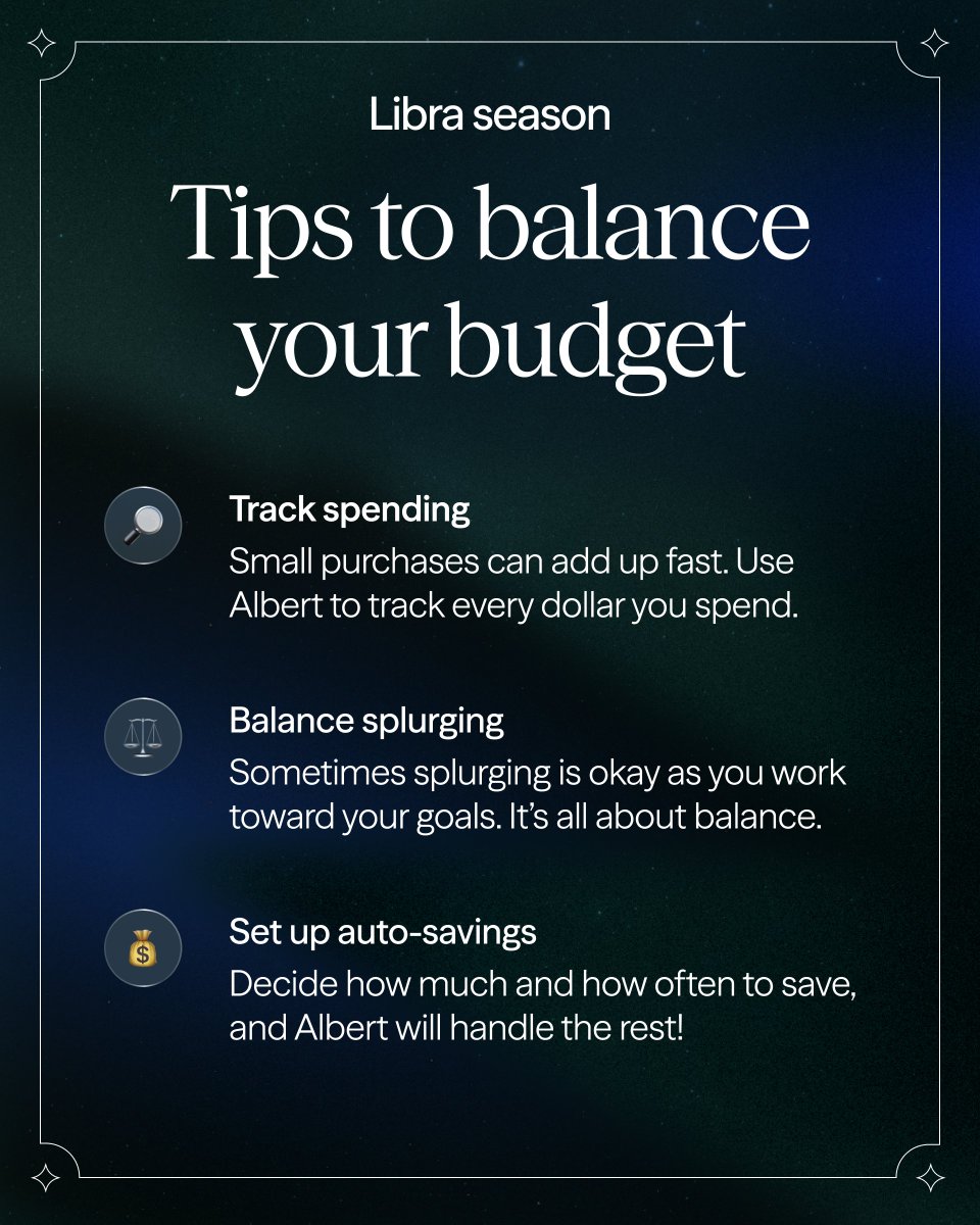 Libra season is all about balance… including your budget. Here’s how to align your finances with the stars 🌌 ⚖️ 💸 
Link in our bio to learn more.