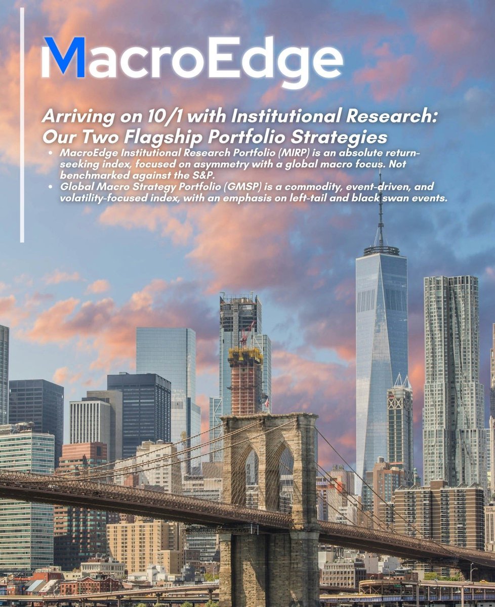 MacroEdgeRes's tweet image. Arriving 10/1 with MacroEdge Institutional Research - our two flagship portfolio strategies, MIRP & GMSP.
Learn more from last night's Weekly Macro Note (linked below)
#MacroEdge