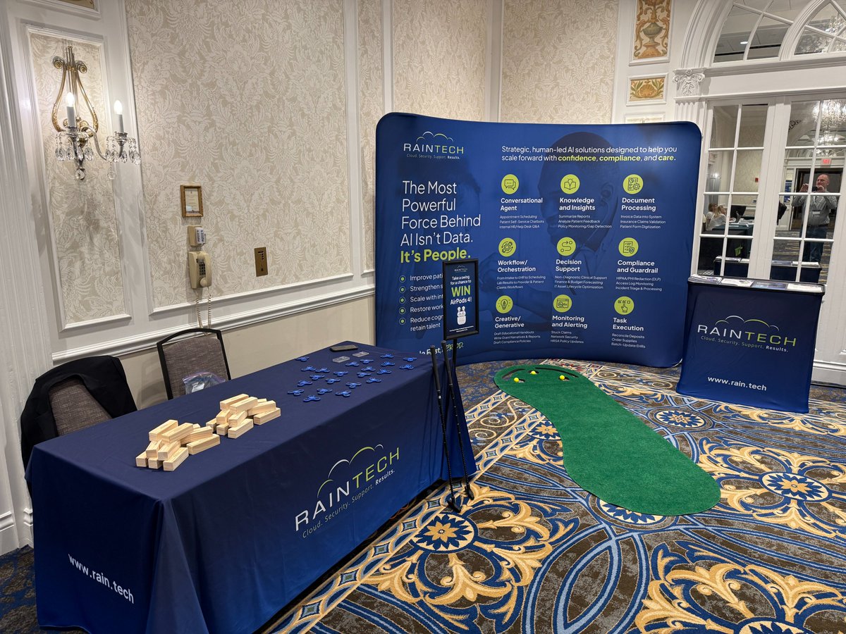RainTech's tweet photo. #VCHA25 was a blast! 🎉

We had wonderful conversations about Disaster Recovery and AI, led by our CEO, Andrew Jahnke, and enjoyed speaking with everyone at our booth. Thank you to all who stopped by and made this event a success.
#RainTech #HealthCareIT #DisasterRecovery #AI https://t.co/qblXsYA63g