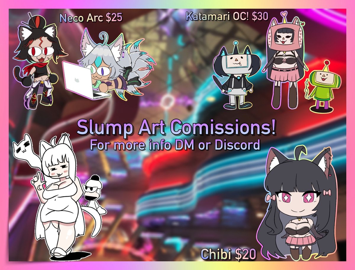 Slump Art Commissions are open! would really love some comms since rent is coming very soon and would need it for food as well please contact me here or discord for more details! 🐾