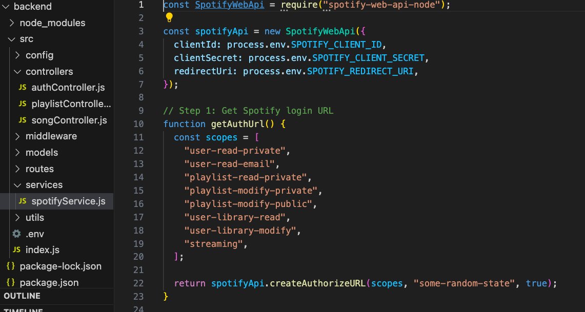 VrateshGhadge's tweet photo. Day 70 of #100DaysOfCode 

Back to backend 
– Switched from Jamendo → Spotify API 
– OAuth flow with access + refresh tokens 
– Refresh token handling 
– Search tracks via Spotify 
Big step → now powered by Spotify’s ecosystem ✨
#100DaysOfCode #MERN #BackendDev #SpotifyAPI https://t.co/ixPW1G3ptn