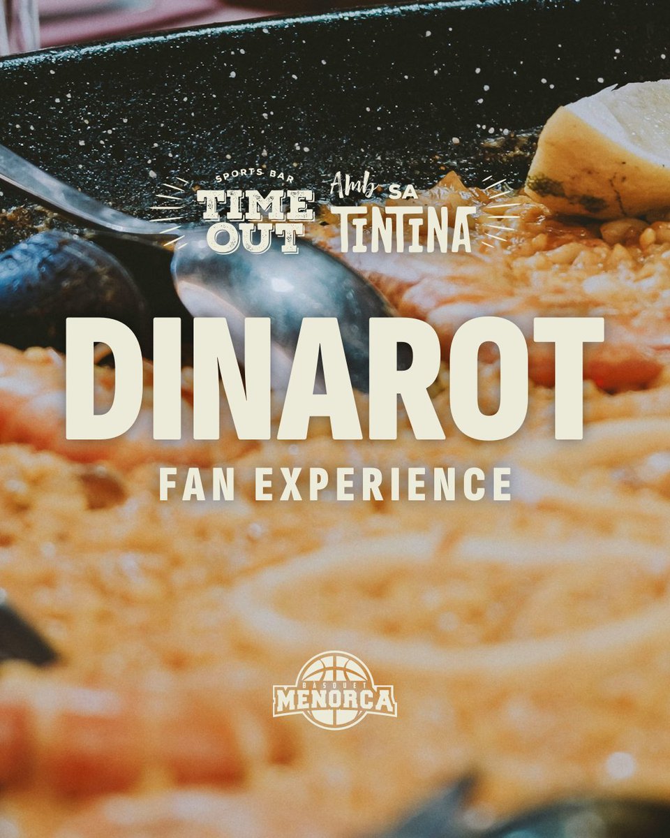 BasquetMenorca's tweet image. 🍽️ 𝗗𝗘𝗥𝗕𝗜 + 𝗗𝗜𝗡𝗔𝗥𝗢𝗧
Aquest diumenge tenim un menú immillorable a Bintaufa!

De primer, rebem el @bahiasanagustin al derbi balear; i de segon, et convidam a continuar el dia amb un menjar multitudinari al TimeOut 🤤

🎟️ 𝟏𝟐€ plat de paella + beguda 🥘

🧵 1⃣/2⃣ 👇