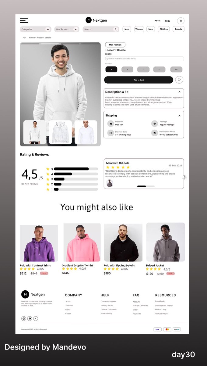 Design_Gangster's tweet photo. Day30
Product details page

My designs are getting better day by day 

#uidaily #Web3 #uiux #uiuxdesign #UiUi #uxdesigners #uxama #uxu_diva #uxryclub #uxui https://t.co/HStmU9PJ37