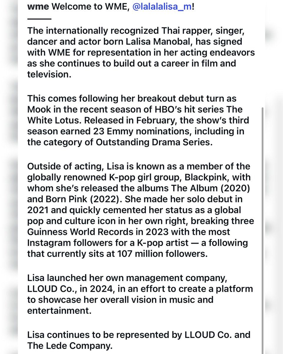Much's tweet photo. Can’t wait to see Lisa taking on more roles in tv and film 😊

[Via: IG/wme] https://t.co/mOU6b5UV9e
