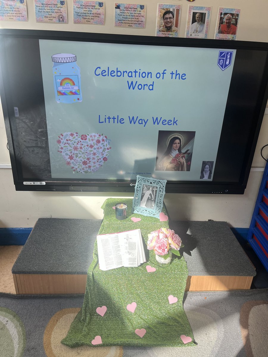 StTeresasHarrow's tweet photo. We began Little Way Week by reminding ourselves of our school saint, St. Thérèse. We coloured in flowers and reflected on her 'little ways' and acts of kindness." #StTs #LittleWayWeek #prayerandliturgy https://t.co/zBeYCL76ed