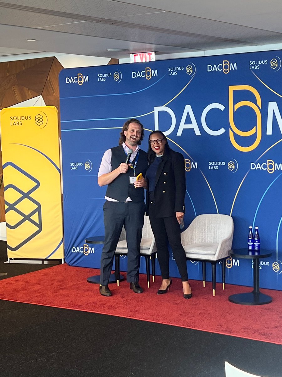 Solidus_Labs's tweet photo. The panels keep moving with @AradChen now live with Former CFTC Commissioner, Kristin Johnson, to discuss the new era of #AI and crypto compliance. 

#DACOM https://t.co/016d2wsSYO