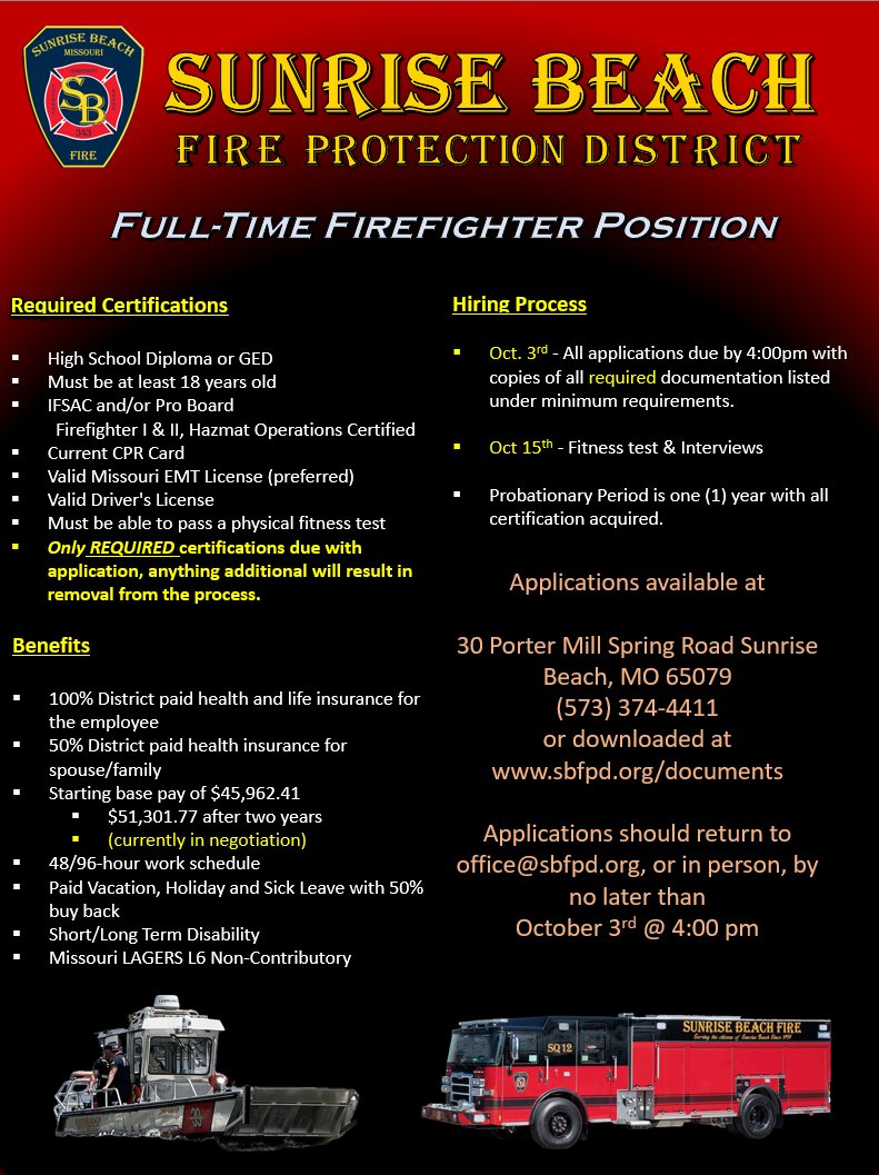 SBFPD's tweet image. Applications are due this Friday!