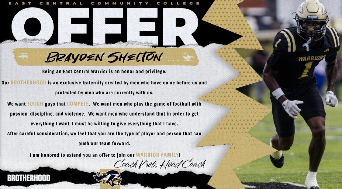Brayden Shelton (@bsheltonsport) on Twitter photo Blessed to receive an offer from East Central Community College
<a href="/Coach__Pratt/">Travor</a> <a href="/eccc_football/">East Central Warrior Football 🏈</a> 
<a href="/SmithT67/">Coach Smith</a> <a href="/HAPats_FB/">Heritage Academy Football</a>
#AGTG Blessed to receive an offer from East Central Community College
<a href="/Coach__Pratt/">Travor</a> <a href="/eccc_football/">East Central Warrior Football 🏈</a> 
<a href="/SmithT67/">Coach Smith</a> <a href="/HAPats_FB/">Heritage Academy Football</a>
#AGTG