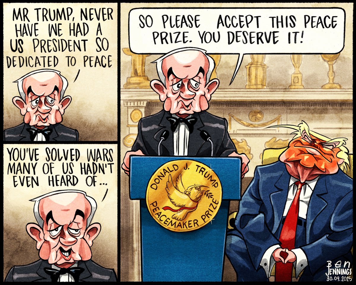 BJennings90's tweet photo. Latest @guardian cartoon
#Trump #Netanyahu 

https://t.co/uZYIyCqkEW https://t.co/Ks0AuV8JaV
