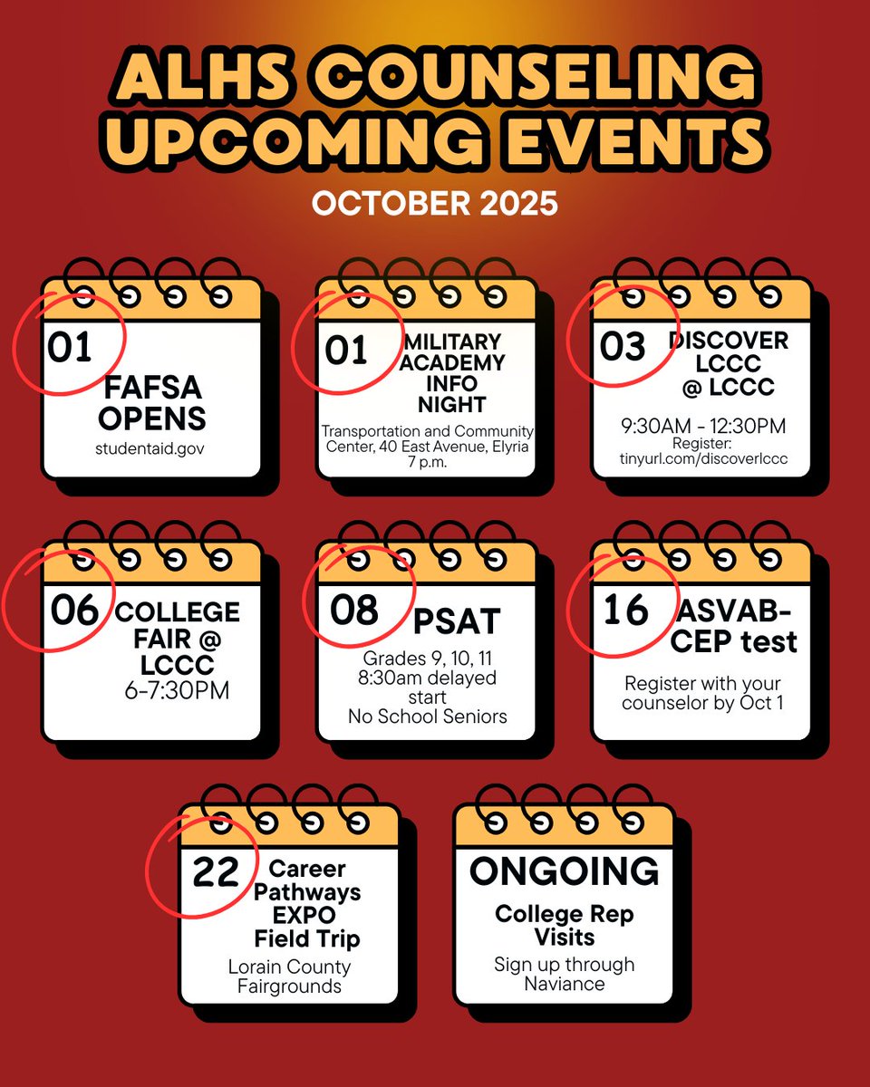 ALHSGuidance's tweet image. 𝕆𝕔𝕥𝕠𝕓𝕖𝕣-- Upcoming dates!