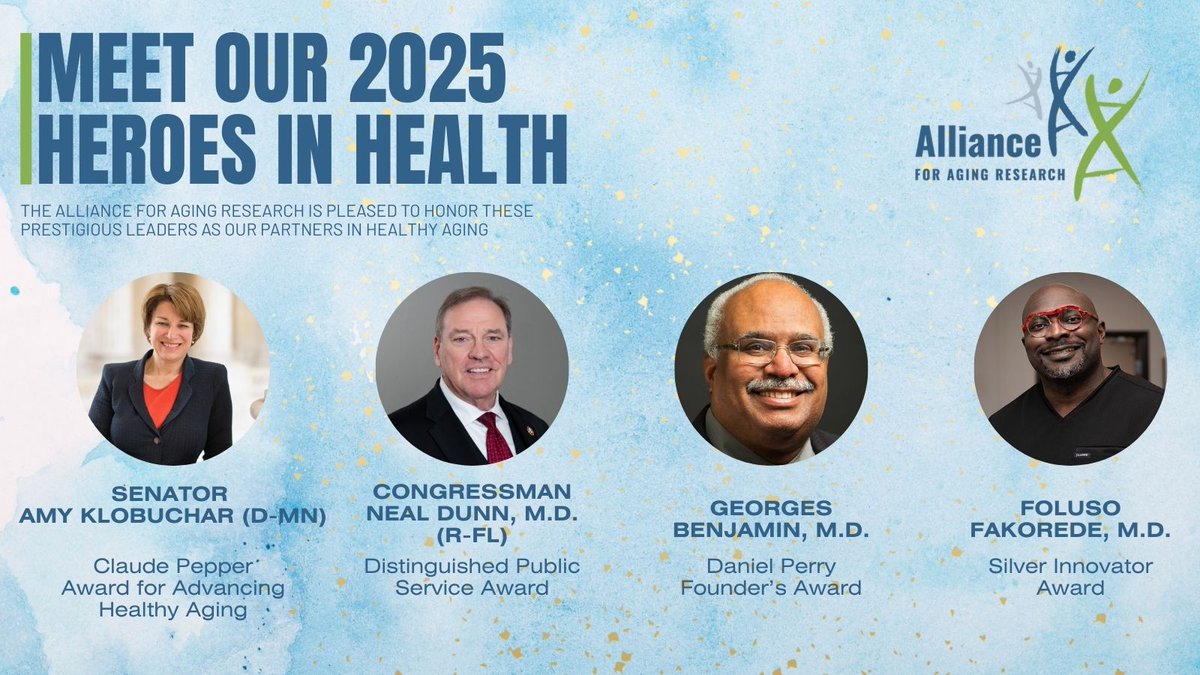 ✨I am excited for tomorrow's <a href="/Aging_Research/">Alliance for Aging Research</a>  2025 Heroes in Health Celebration: An Evening to Celebrate Trust, Empowerment, and Healthy Aging✨ 
We are excited to have many of you join us for Conversations with the <a href="/CMSGov/">CMSGov</a> and the <a href="/US_FDA/">U.S. FDA</a>, networking, and honoring four heroes