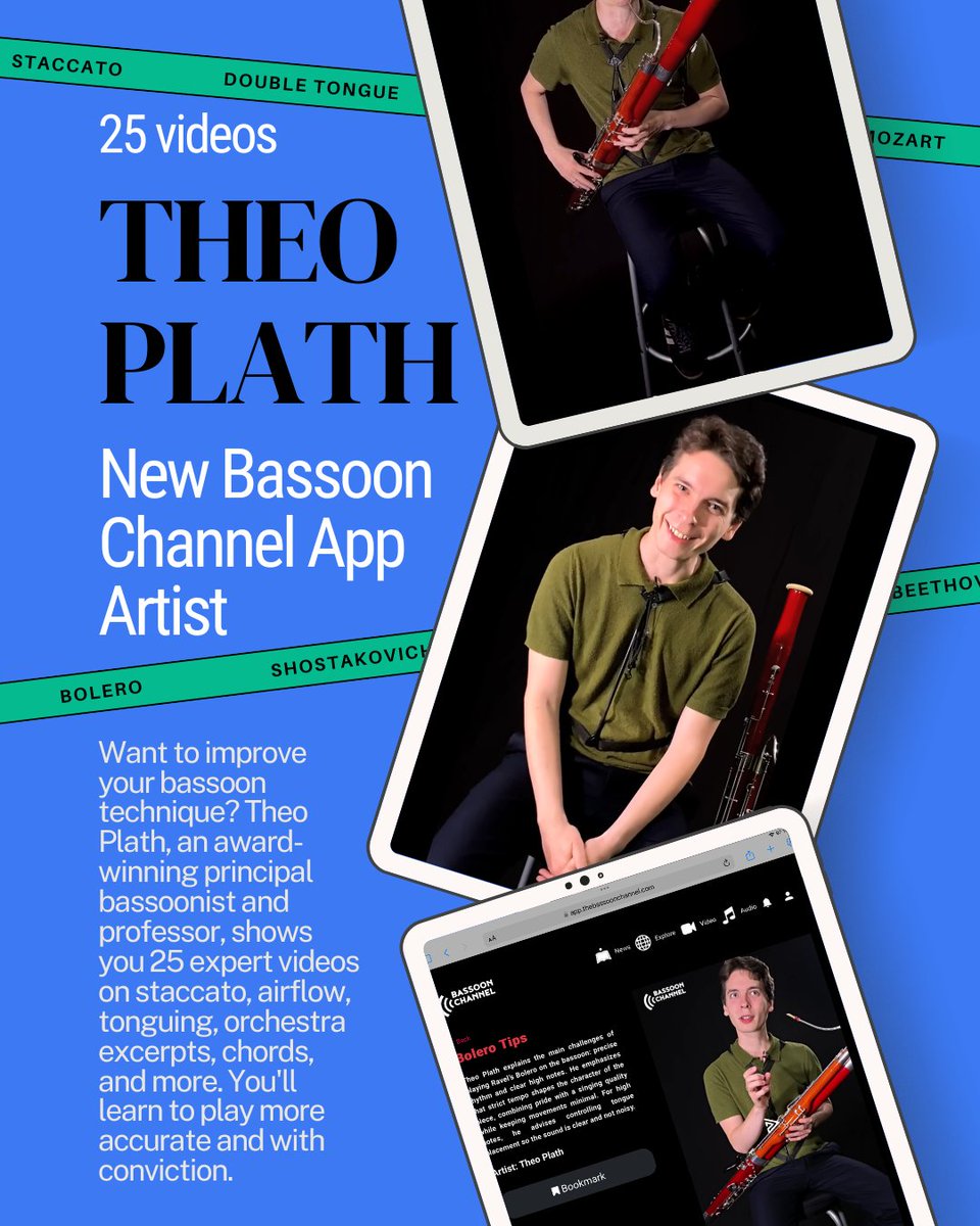 Sharpen your staccato, airflow &amp; embouchure with Theo Plath on Bassoon Channel 🎶 25 videos to boost your playing &amp; help you reach your goals. Platinum &amp; Gold plans. Try it free today!
#BassoonChannel #appinbrowser #reachyourgoals