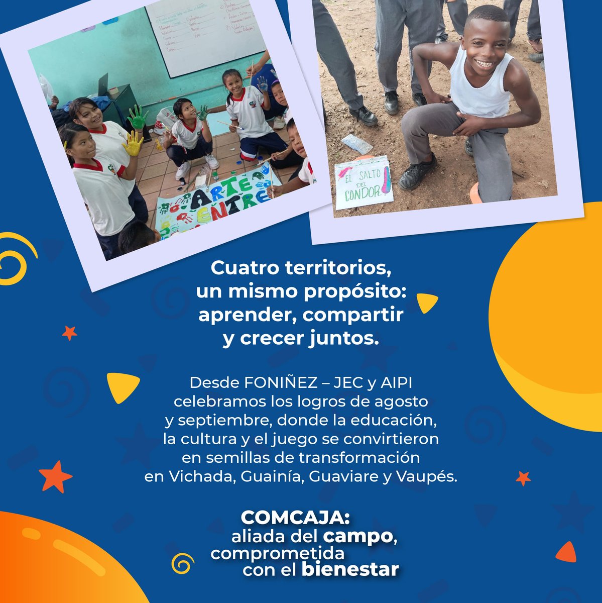 ComcajaCcf's tweet photo. En Vichada, Guainía, Guaviare y Vaupés seguimos construyendo sueños desde FONIÑEZ – JEC y AIPI.
Cada experiencia sembrada en estos meses florece en aprendizajes, cultura, deporte y saberes ancestrales que fortalecen nuestra identidad y unión. 💚✨

#FONIÑEZ #JEC #AIPI https://t.co/EXLMR8XhVP
