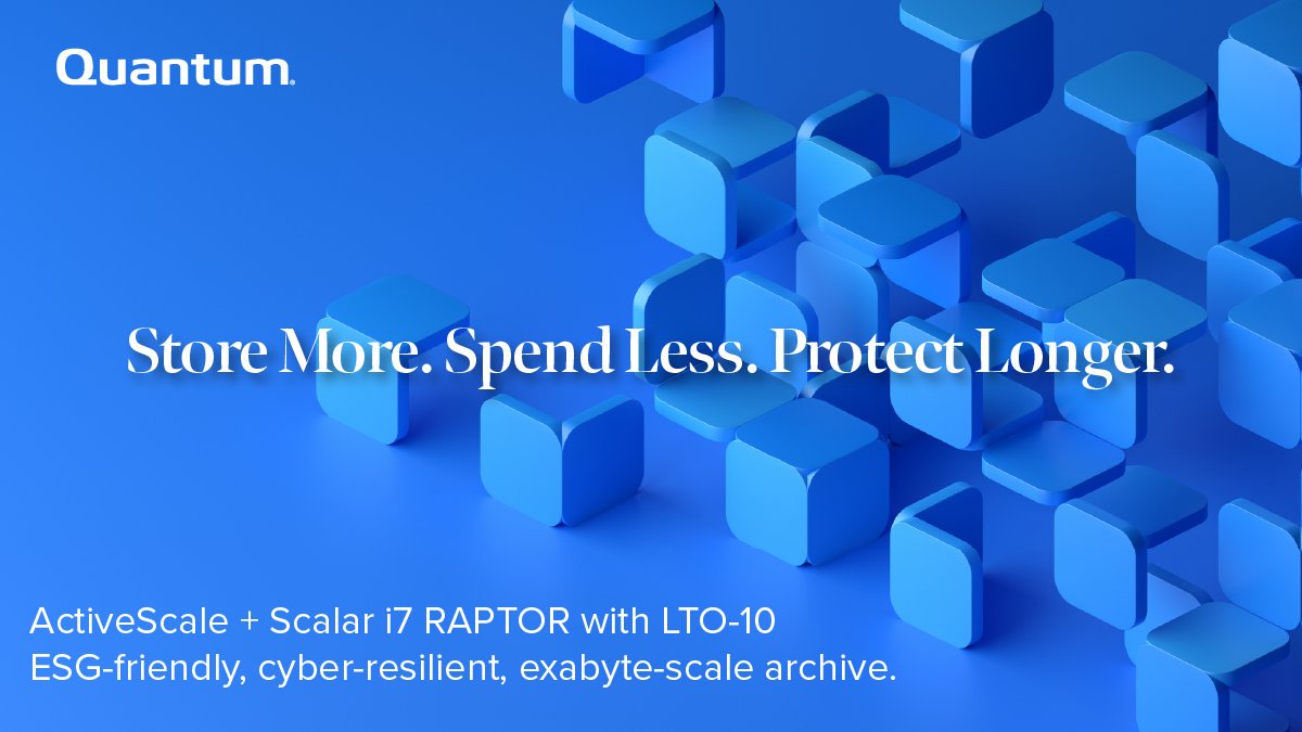jjbales's tweet photo. In an AI-driven world, every bit of data counts! Quantum’s hybrid storage solutions combine high-performance object storage with ultra-secure tape to preserve your data for decades—keeping it safe, accessible, and cost-effective. Build your forever archive and future-proof your d https://t.co/JA4Zc5N157