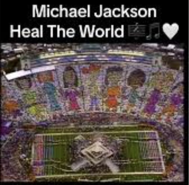 Who else turned the world’s biggest stage into a global sermon of love &amp; unity?

Who involved an entire stadium, holding up the children of the world?
Today, we celebrate fireworks..
Messages don’t matter anymore..

They can’t touch #MichaelJackson class 👑