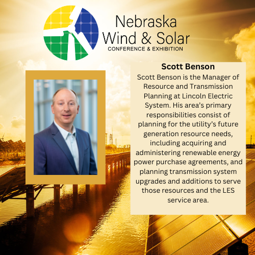 nebraskaWSC's tweet photo. Join us as we spotlight our dedicated Speakers at the Nebraska Wind and Solar Conference.

We are excited to welcome Scott Benson from Lincoln Electric System!

Don't forget to register! https://t.co/44zEQHZKwZ

#nebraskawindandsolar #windenergy #renewableenergy #solar #wind https://t.co/fJe8oeRz1O