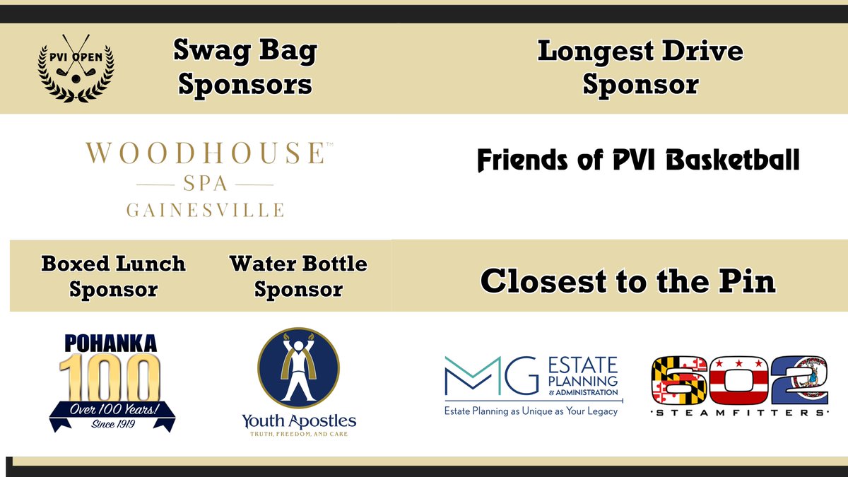 Thank you to all our generous sponsors! #PVIOpen ⛳