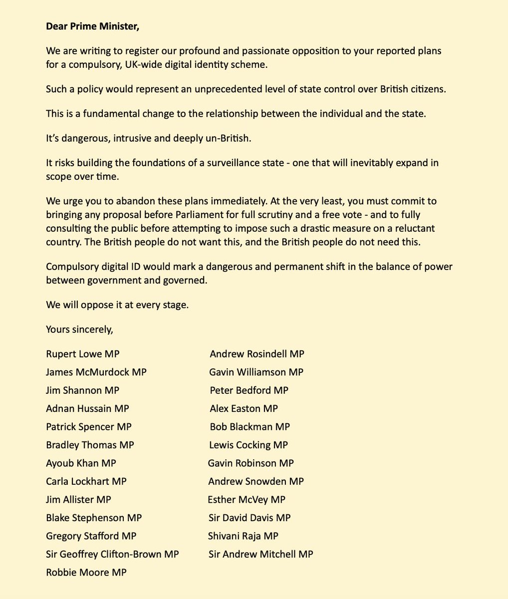 RupertLowe10's tweet photo. Two more MP signatures on our cross-party letter in opposition to Digital ID.

@AndrewmitchMP 
@_RobbieMoore 

I've reached out again to all MPs earlier today...

Say NO to Digital ID. Don't let resistance fade away - that is exactly what Starmer is hoping for. https://t.co/MFy4npWWE8