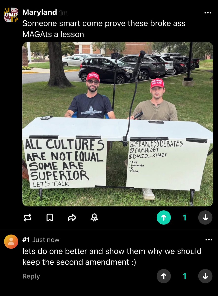 Terroristic threats against us at the University of Maryland already