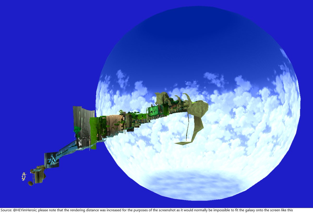 MarioBrothBlog's tweet image. In Super Mario Galaxy 2, Wild Glide Galaxy is &quot;larger than the universe&quot;, going outside the boundaries of its own skybox. The game simply drags the skybox alongside Mario&apos;s position to keep the area immediately around him within the boundaries.