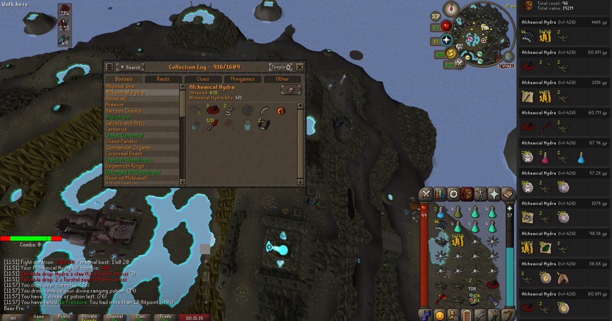 BeerProOSRS's tweet image. 3 Hydra’s claws in 9kc 🥄