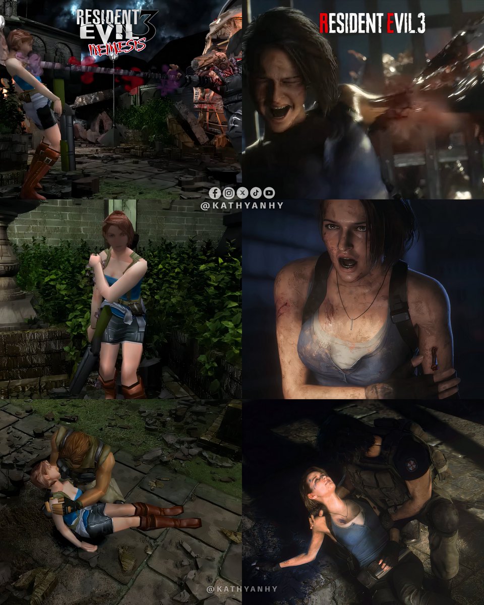 Resident Evil 3: Nemesis x Resident Evil 3 Remake | September 29, 1998 🌃

Jill Valentine confronts Nemesis, a new type of B.O.W. sent by Umbrella Europe to eliminate S.T.A.R.S. survivors.
In the midst of the confrontation, Jill becomes infected with the T-virus and is knocked